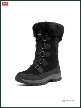 Waterproof Mid Calf Snow Boots Faux Fur Lined Winter Boots